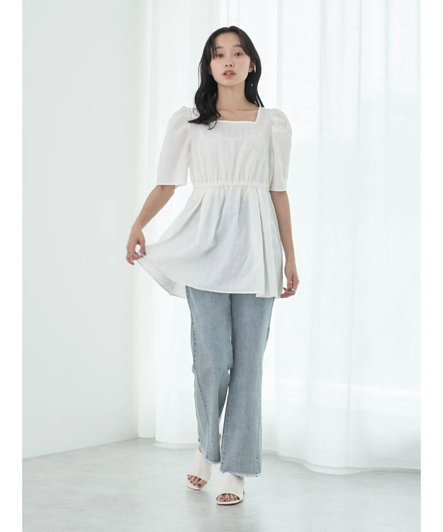 earth music&ecology スクエアネックチュニック Off White