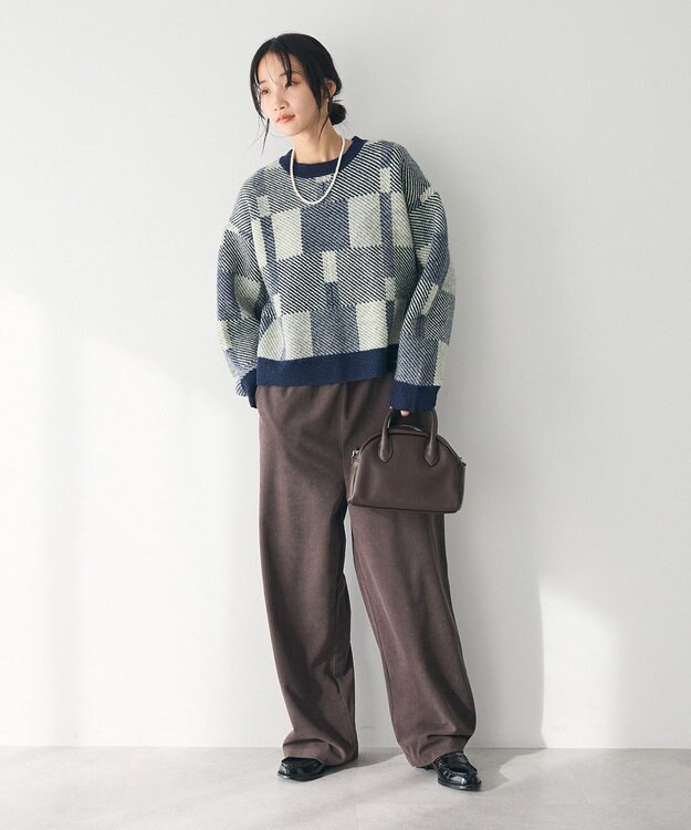 CRAFT STANDARD BOUTIQUE 洗える/チェック柄ニットプルオーバー Navy