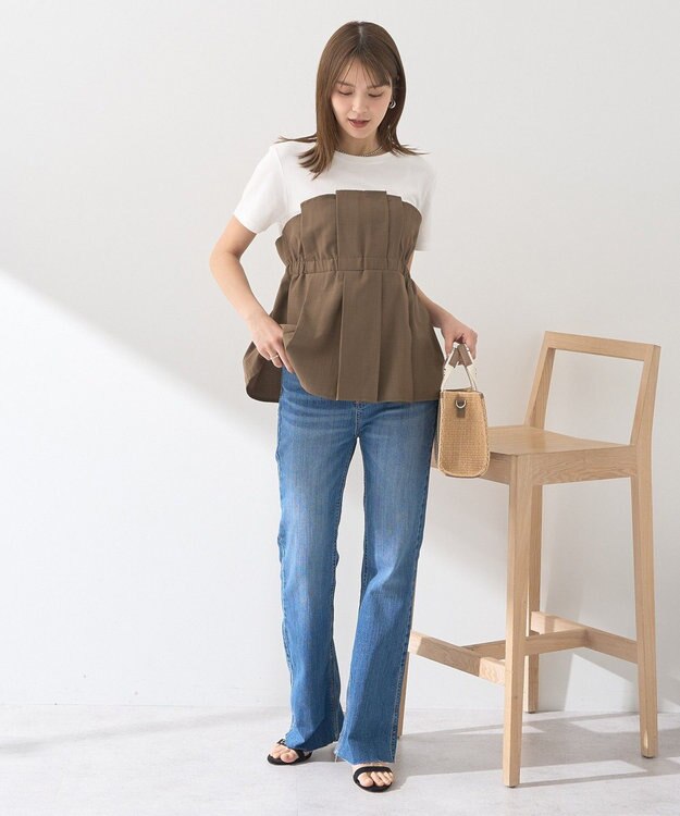 earth music&ecology セルフカットフレアデニムパンツ Medium Indigo