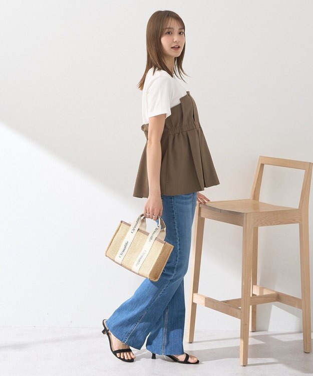 earth music&ecology セルフカットフレアデニムパンツ Medium Indigo