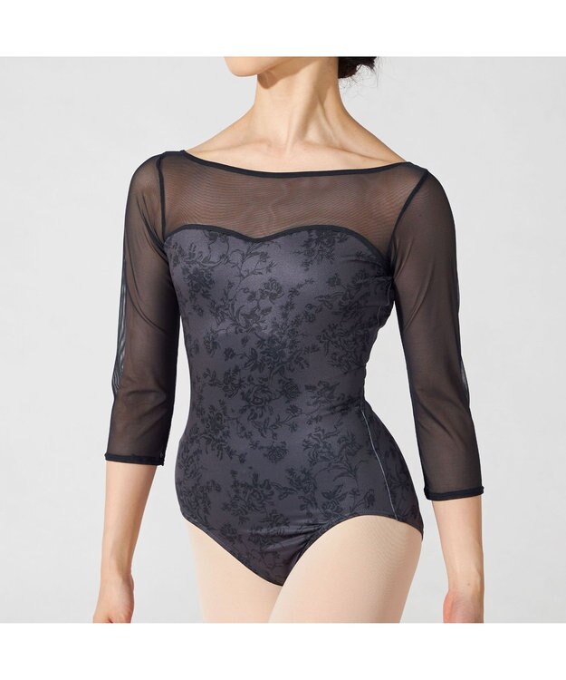 Chacott 6分袖レオタード ダークグレープリント