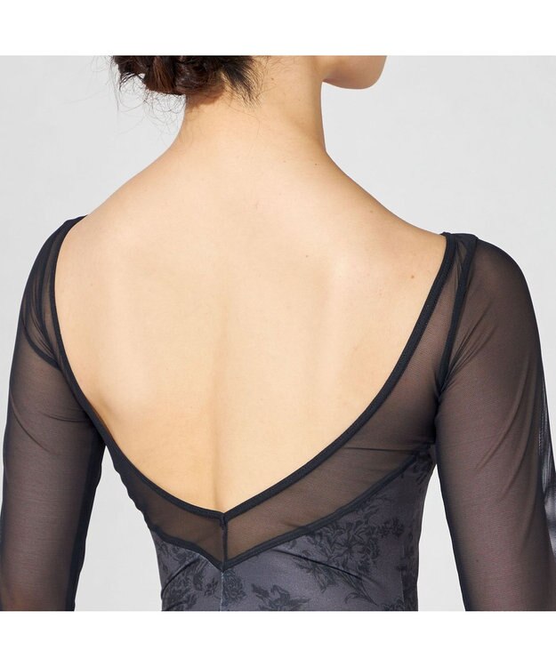 Chacott 6分袖レオタード ダークグレープリント