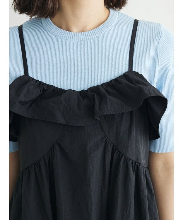 Green Parks ・ＳＵＧＡＲ　ＳＰＯＯＮ　フリルキャミワンピース Black