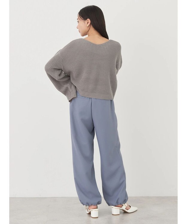 earth music&ecology 裾ドロストパラシュートパンツ Grayish Blue