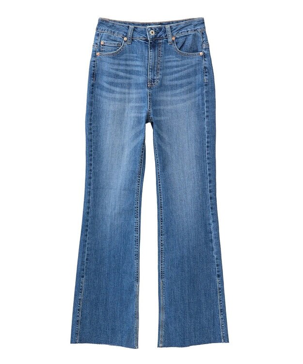 earth music&ecology セルフカットフレアデニムパンツ Medium Indigo