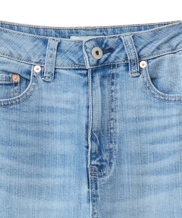 earth music&ecology セルフカットフレアデニムパンツ Light Indigo