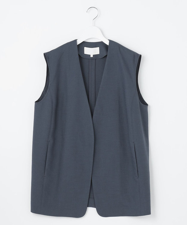 自由区 【カタログ掲載・接触冷感・UVカット・洗える】リネンミックスツィル ジレ インク