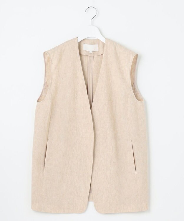 自由区 S 【カタログ掲載・接触冷感・UVカット・洗える】リネンミックスツィル ジレ サンド