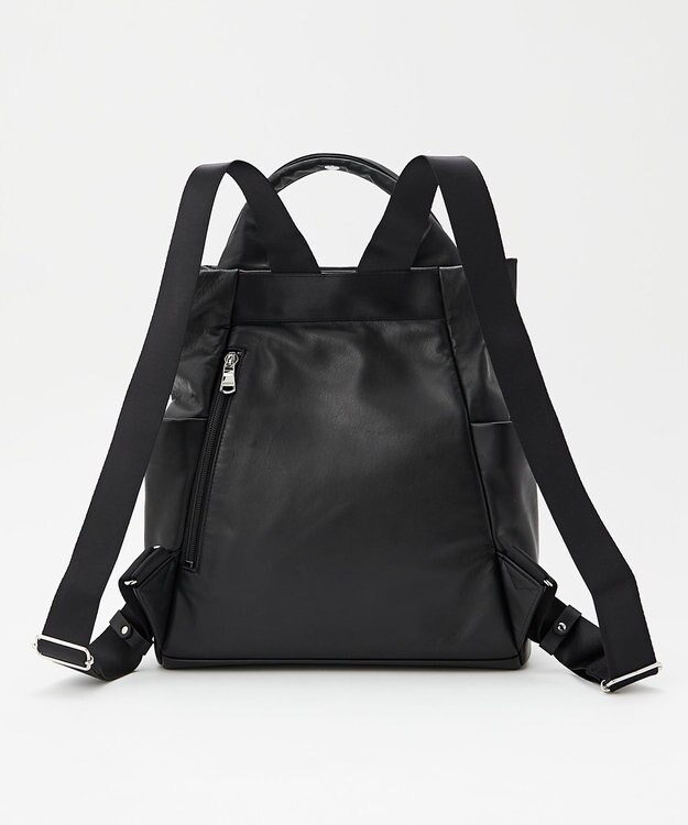 russet ＜約10リットル/690g＞2ハンドルレザーリュックサック(SF-259) Black