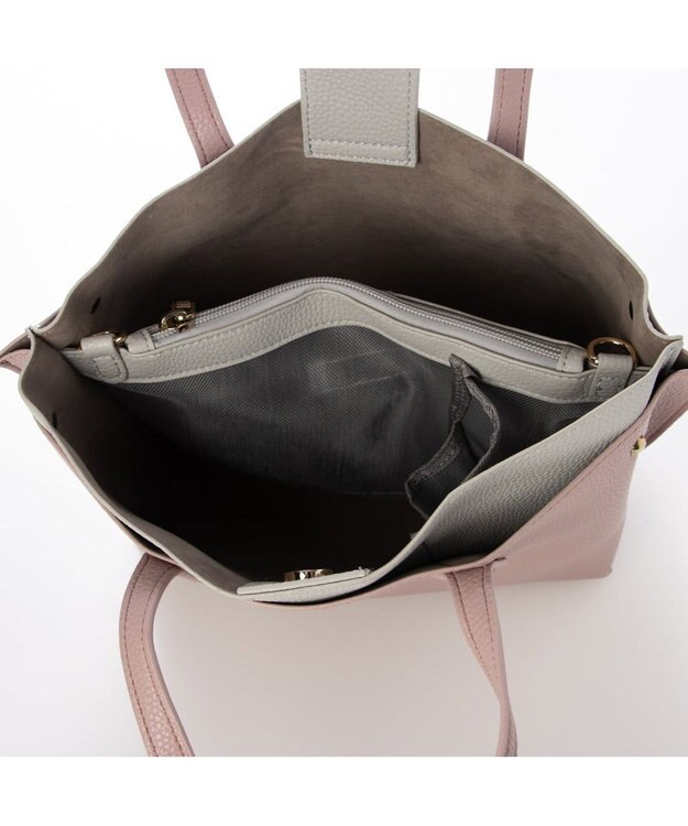 UNBILLION カシュカシュ cachechche / セパレートカラーパーテーショントート ラベンダーグレー