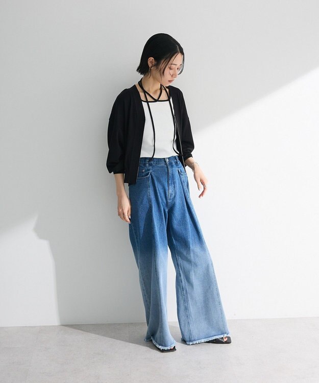 Green Parks フロントＺＩＰニットカーディガン Black