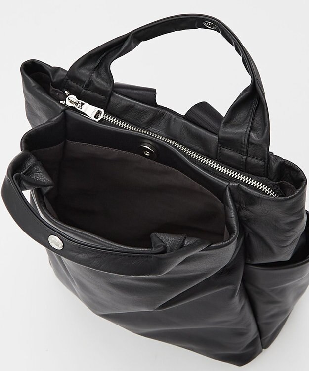 russet ＜約10リットル/690g＞2ハンドルレザーリュックサック(SF-259) Black