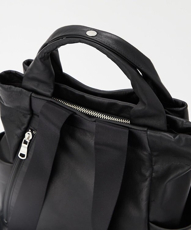 russet ＜約10リットル/690g＞2ハンドルレザーリュックサック(SF-259) Black