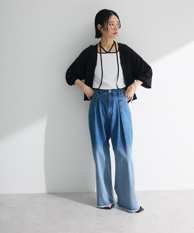 Green Parks フロントＺＩＰニットカーディガン Black