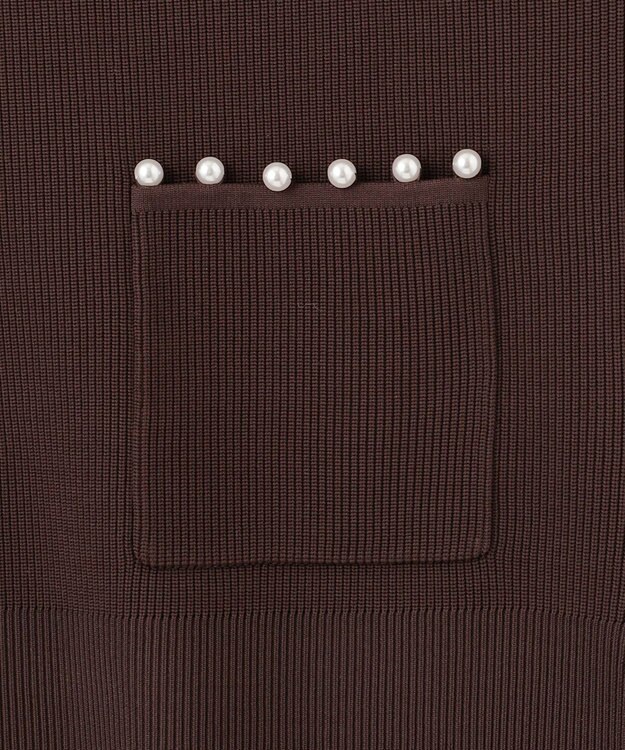 組曲 【洗える・軽量】パールディテールニット ベスト ダークブラウン系