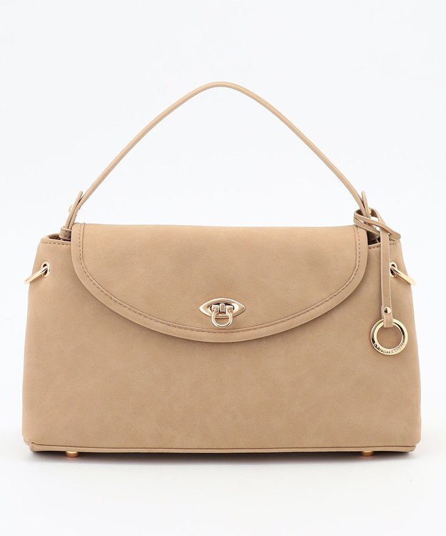 組曲 スエードライク トップハンドルバッグ ベージュ系