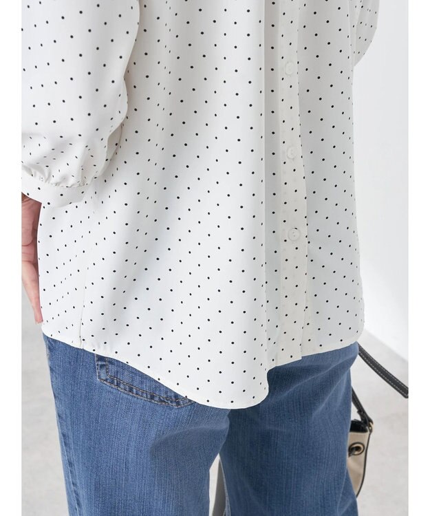 earth music&ecology ２ｗａｙフリル７分袖ブラウス Off White