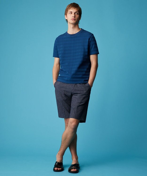 JOSEPH ABBOUD 【オーガニックコットン使用・日本素材】リンクスボーダー Tシャツ ダルブルー系