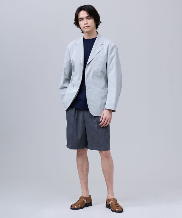 J.PRESS MEN 【J.PRES ORIGINALS】【UNISEX】Cordlane Seersucker 3B Sack Jacket グレー系1
