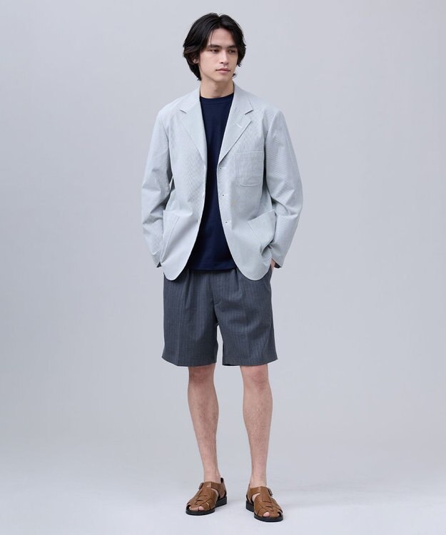 J.PRESS MEN 【J.PRES ORIGINALS】【UNISEX】Cordlane Seersucker 3B Sack Jacket グレー系1