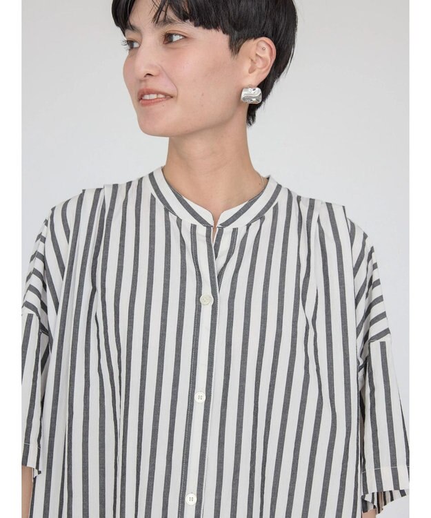 AMERICAN HOLIC イージーケア＋接触冷感丈違い強撚ワッシャーワンピース Stripe Black