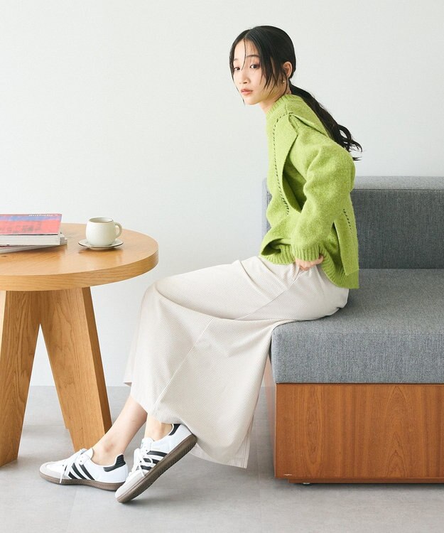 CRAFT STANDARD BOUTIQUE 洗える/ハンドステッチデザインニットプルオーバー Green