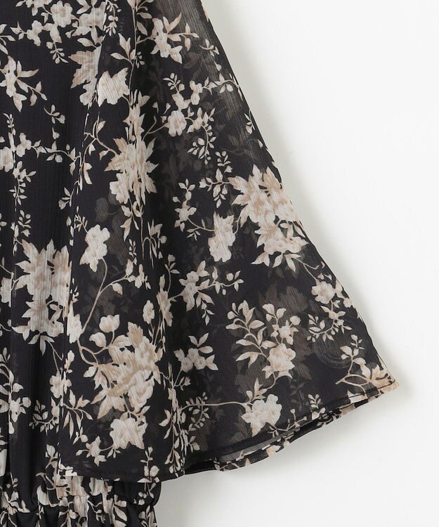 ANY SIS 【洗える】シアーパターン ワンピース ブラック花柄