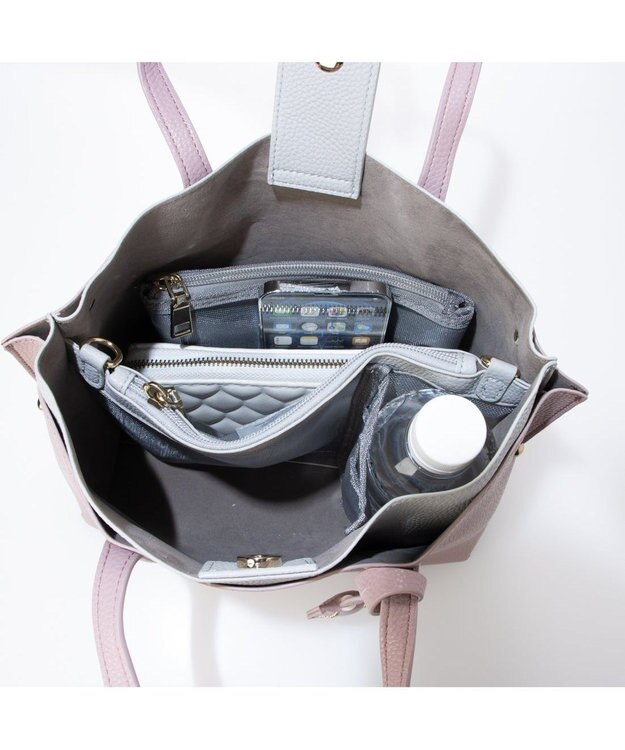 UNBILLION カシュカシュ cachechche / セパレートカラーパーテーショントート ラベンダーグレー