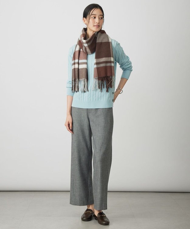 J.PRESS LADIES カシミヤチェック マフラー ダークブラウン系