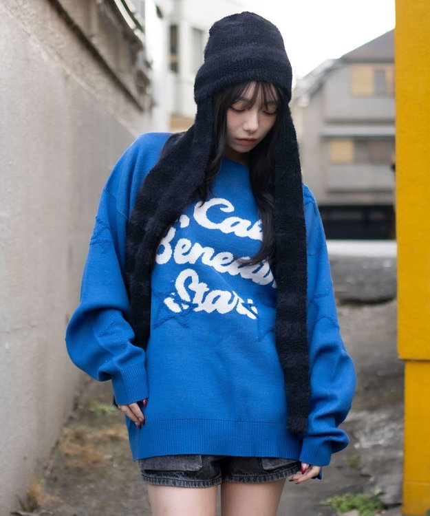 WEGO 【ユニセックス着用ITEM】パイルジャガードプルオーバー ブルー