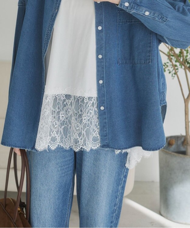 WEGO 【ANGIE VINTAGE】裾レースドッキングロンT ホワイト