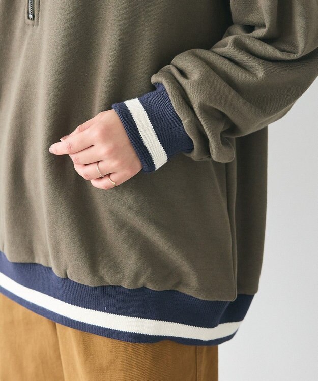 CRAFT STANDARD BOUTIQUE 【ユニセックス】裏毛ハーフジップスウェット Khaki