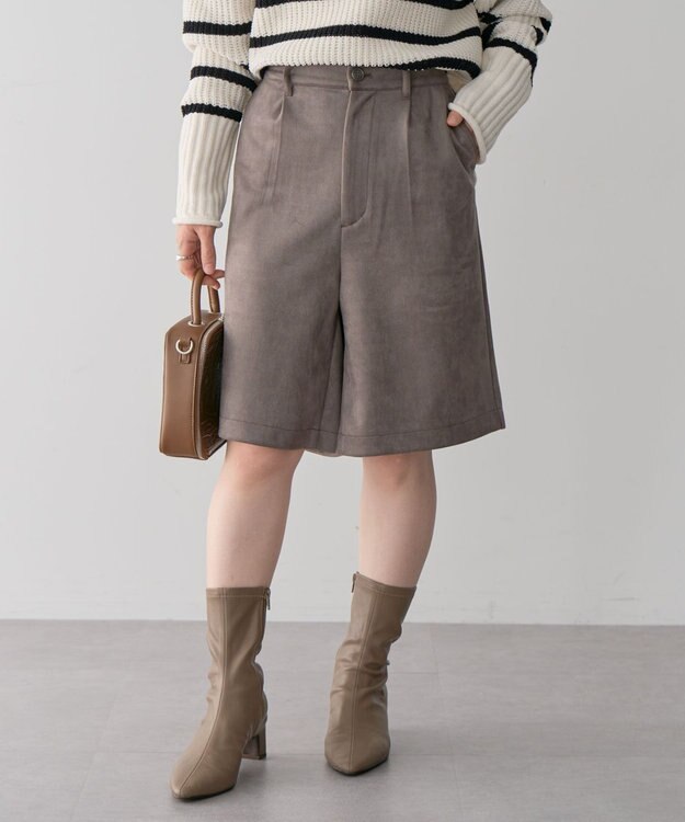 Green Parks ・ＥＬＥＮＣＡＲＥ　ＤＵＥ　スエードポンチハーフパン Gray Beige