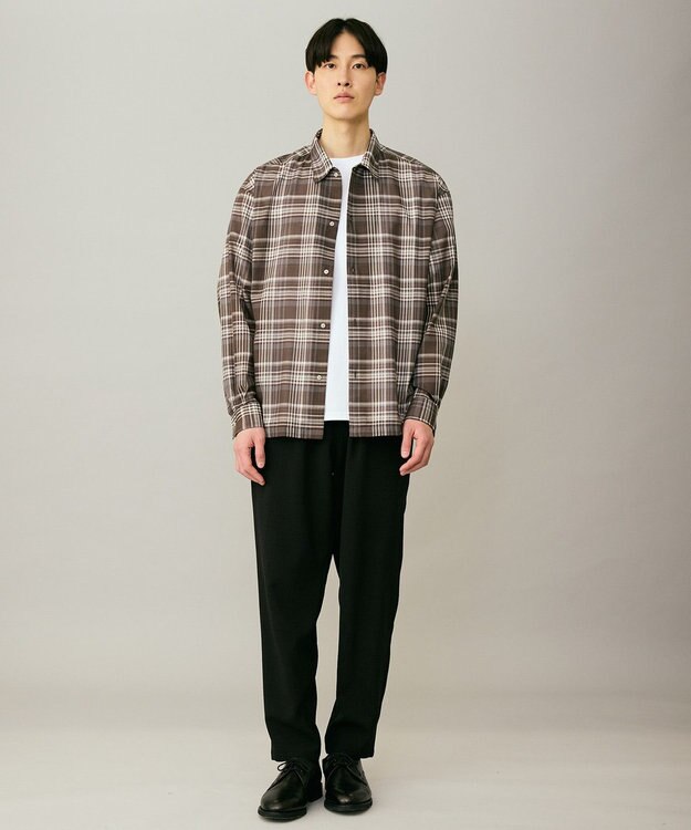 UNFILO MENS リネンライク イージーテーパード ブラック