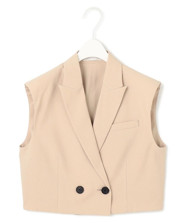 ICB 【接触冷感・UVカット・洗える】 T/Rドライリネン ショートジレ ベージュ系