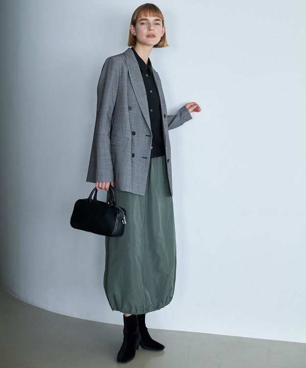 ICB L エステルメモリータフタ バルーンスカート スモークグリーン系