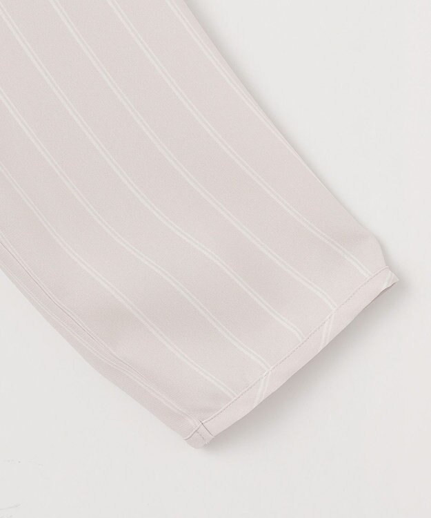 自由区 【洗える】バックサテンアムンゼンストライプ ブラウス ベージュ×オフストライプ