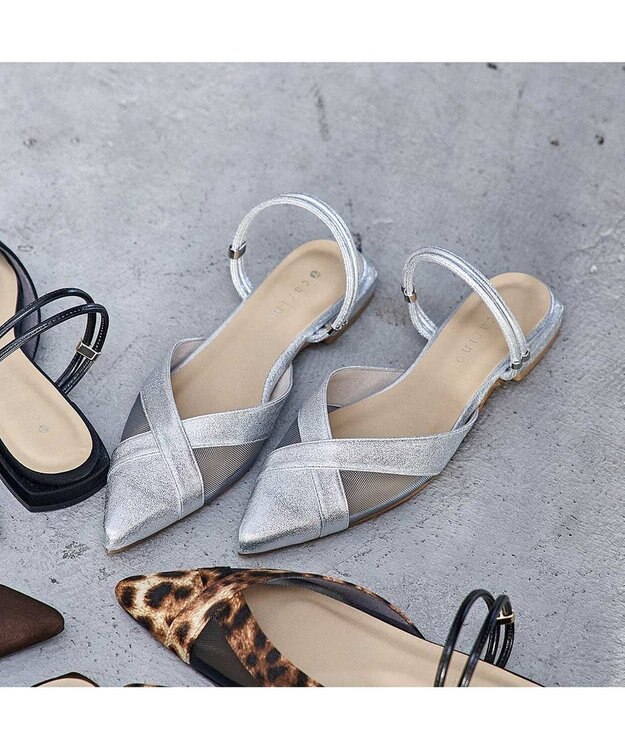 MODE ET JACOMO <carino>【２WAY】バックベルトサンダルパンプス シルバー