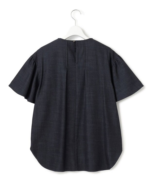23区 L 【洗える】デニムライクシャンブレー ピンタック ブラウス ネイビー系