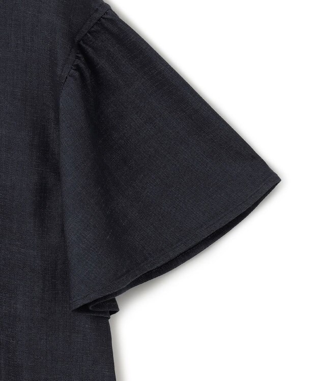 23区 L 【洗える】デニムライクシャンブレー ピンタック ブラウス ネイビー系