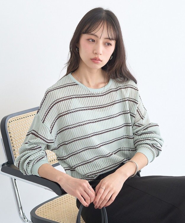 earth music&ecology ボーダーニットプルオーバー Mint