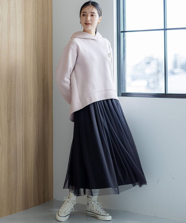 組曲 ダンボールジャージーバックフリル パーカー ローズ系