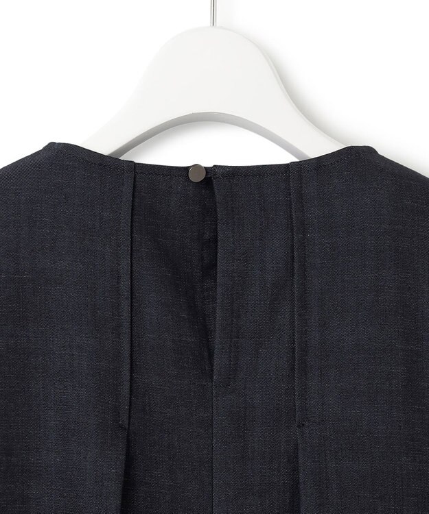 23区 L 【洗える】デニムライクシャンブレー ピンタック ブラウス ネイビー系