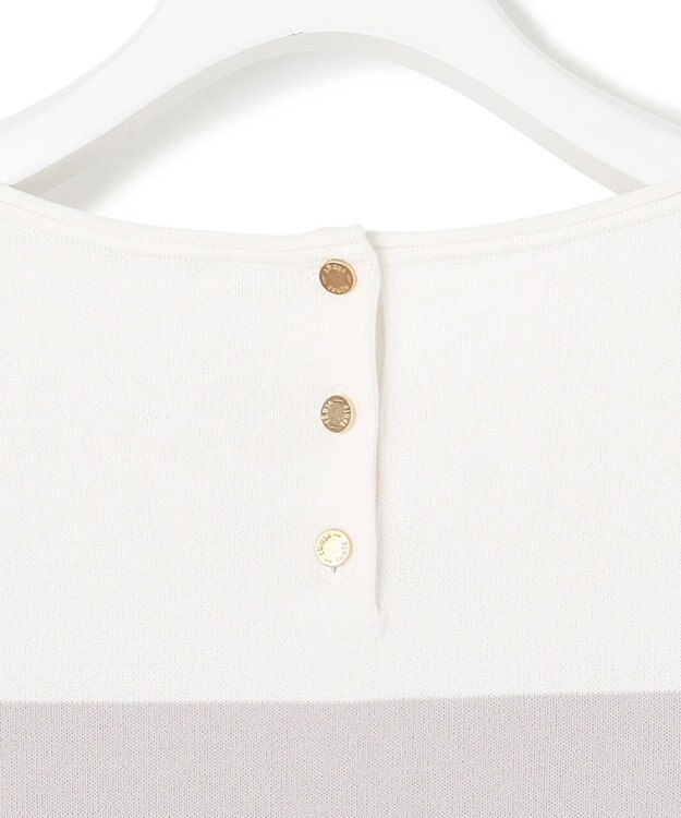 23区 【洗える】コットンポリエステルストレッチ オーバーサイズ ニット オフ×ネイビー