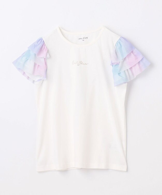 ANY KIDS 接触冷感 レインボーチュール Tシャツ ホワイト
