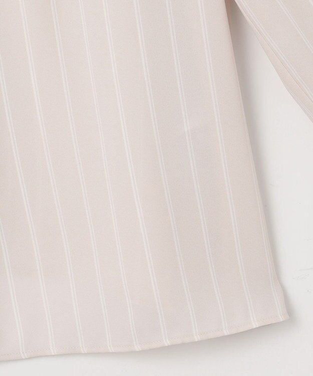 自由区 【洗える】バックサテンアムンゼンストライプ ブラウス ベージュ×オフストライプ