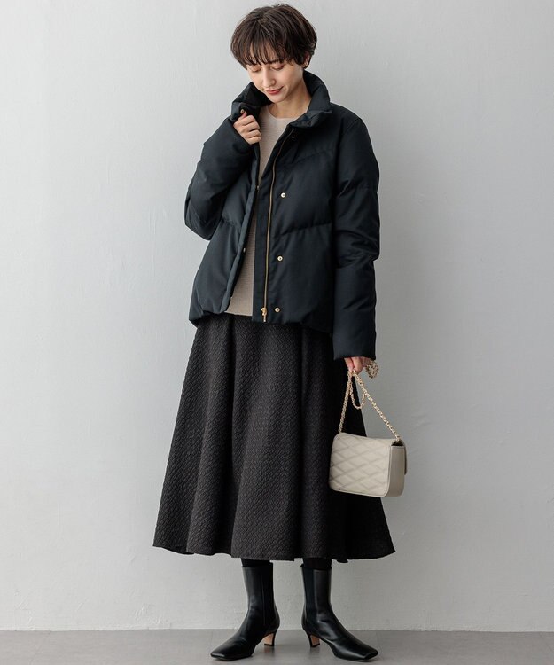 23区 L 【撥水加工】TWツイル ショート ダウンコート ブラック系