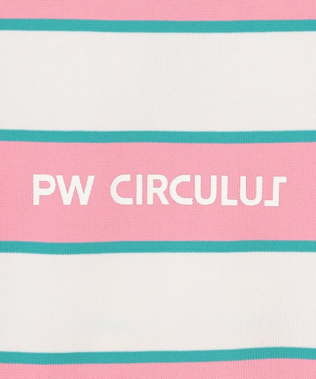 PW CIRCULUS 【WOMEN】【洗える/イージーケア】ロゴ ボーダー ニット ゴルフウェア レディース ピンク系1