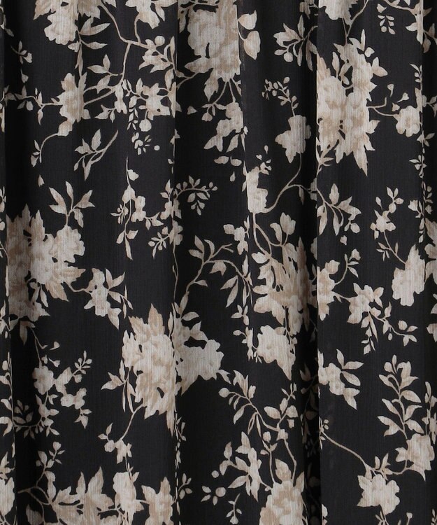 ANY SIS 【洗える】シアーパターン ワンピース ブラック花柄