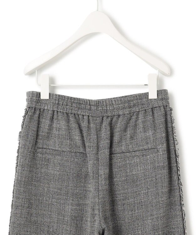 ICB 【洗える】 ライトスラブツイード ワイドパンツ ブラック×オフホワイト系